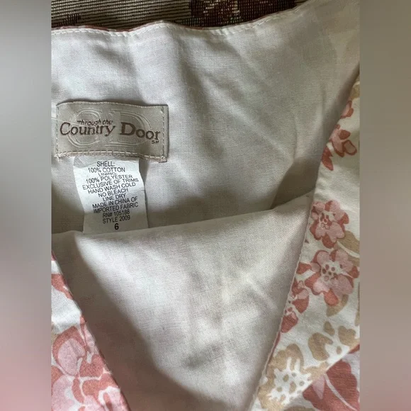 NWOT RARE Country Door A-Line Midi Skirt - Pink and Cream Floral W/Tiers &Burlap